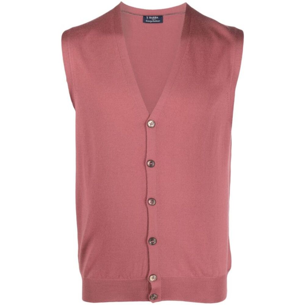 Barba Men Garnet Red Wool Vest